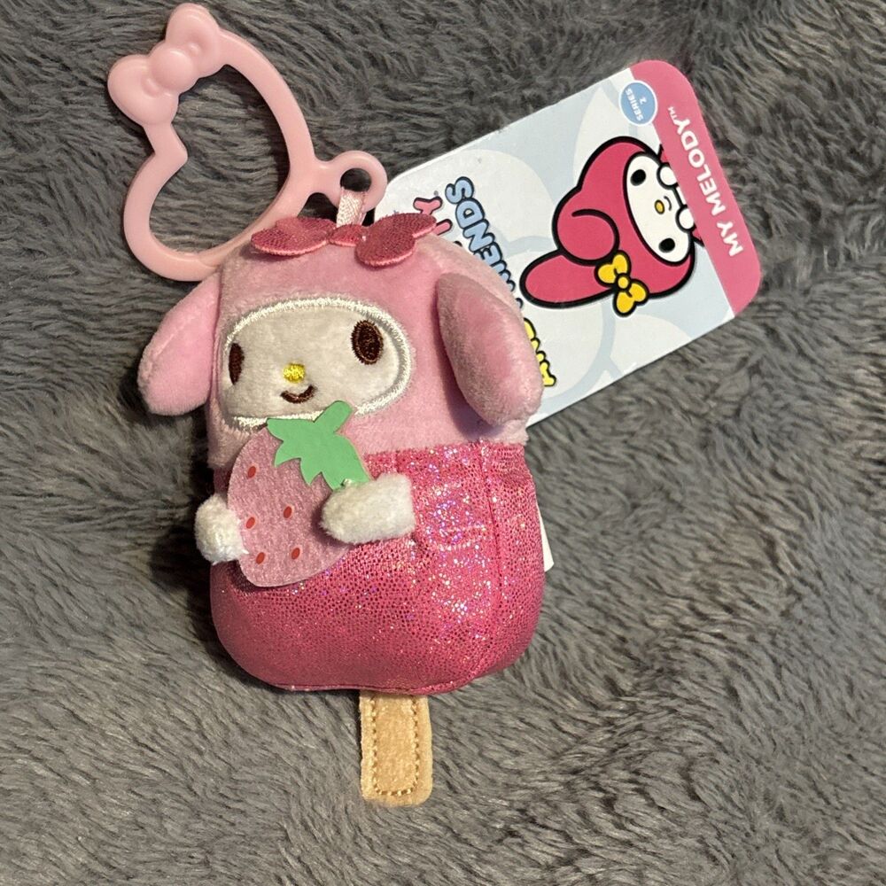 My Melody Pink Icepop Ice cream Plush Keychain Hello Kitty & Friends Sanrio NWT